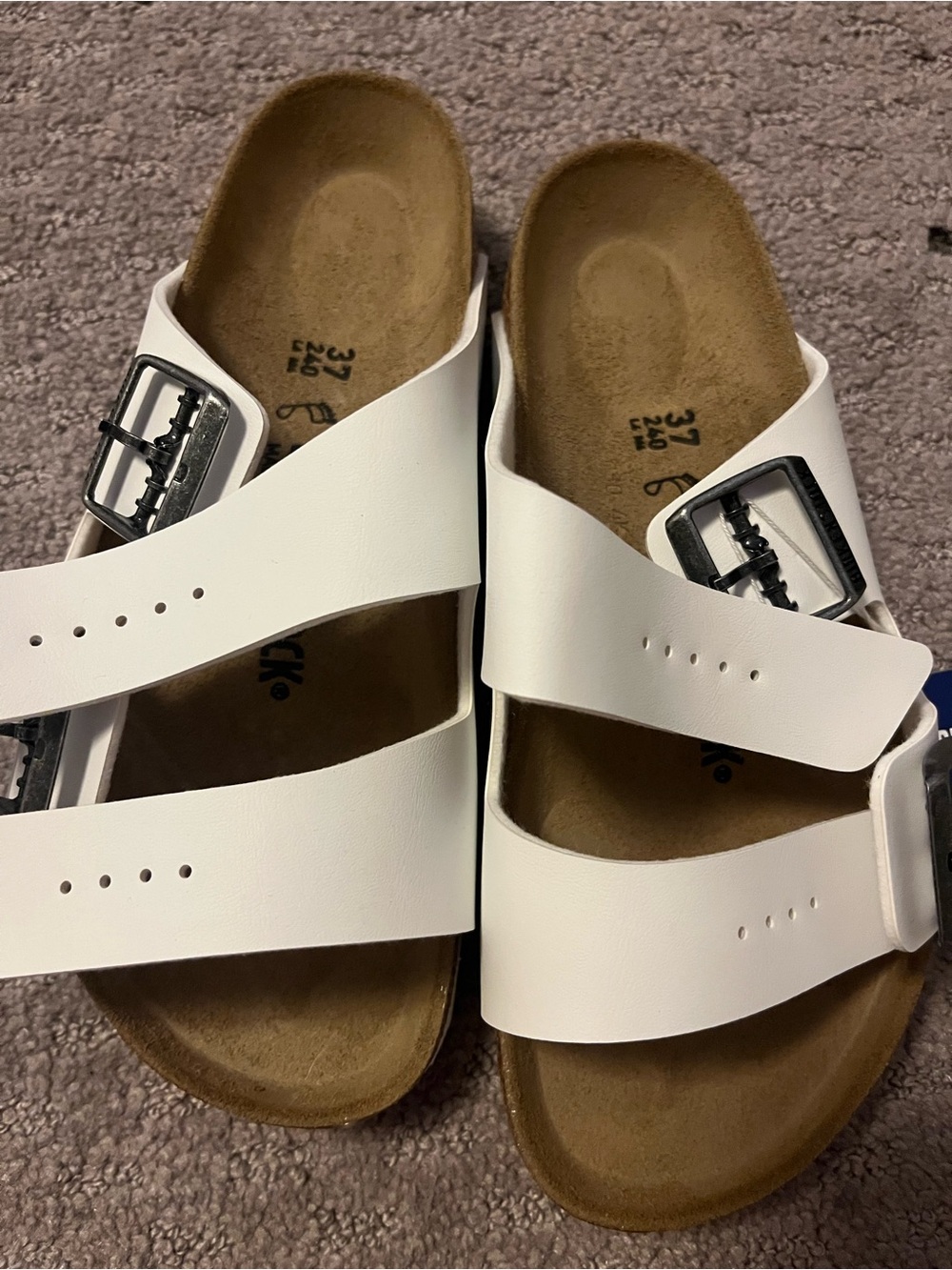 Birkenstock White Two-Strap Buckle Sandals